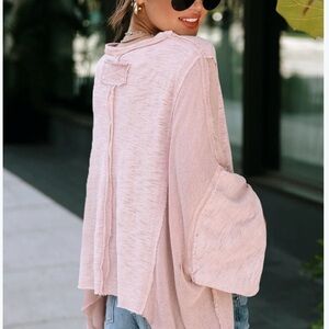 Undo Influence size XL Stylish Pink Knit Raw Hem Sweater